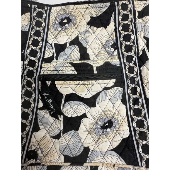 Vera Bradley Camelia Hipster Crossbody Bag Quilted Black Gray Flower Pattern - Picture 3 of 14